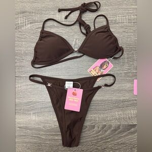 Strawberry Milk Mob Brown Juno Bikini Set - M Top, S Bottoms